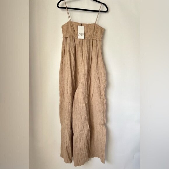 Zara, Ladies Structured Long Jumpsuit - Beige. Size: XS (US). NWT - Picture 2 of 16